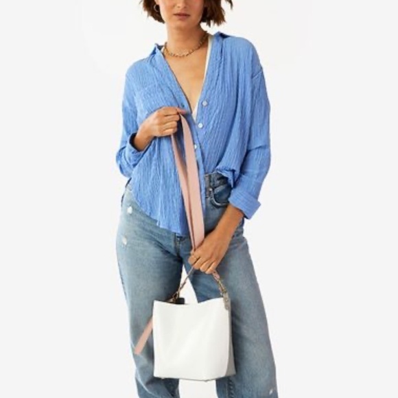 Bucket Bag White Gray & Pink Shoulder Bag by Summer & Rose Crossbody Purse - Picture 5 of 11